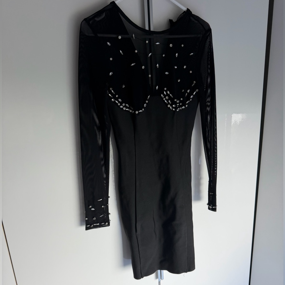 Fashion Nova Black Dress with Pearl Details